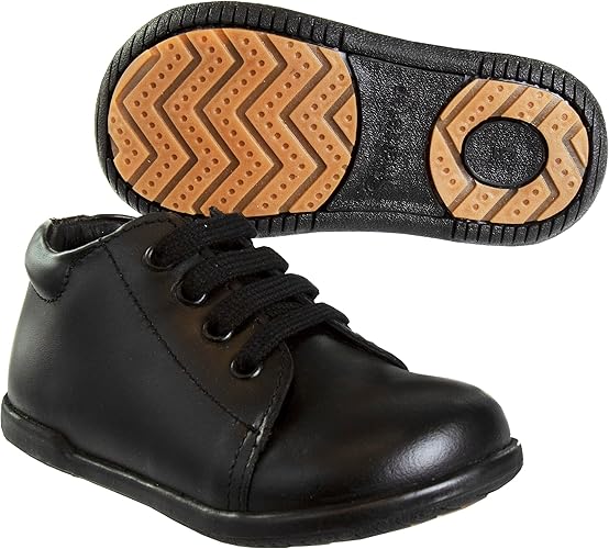 Josmo Smart Step - Zapatos para caminar para bebés, primeros pasos, botas de vestir de cuero, suela antideslizante, caña alta, color negro (talla 3 para bebés)