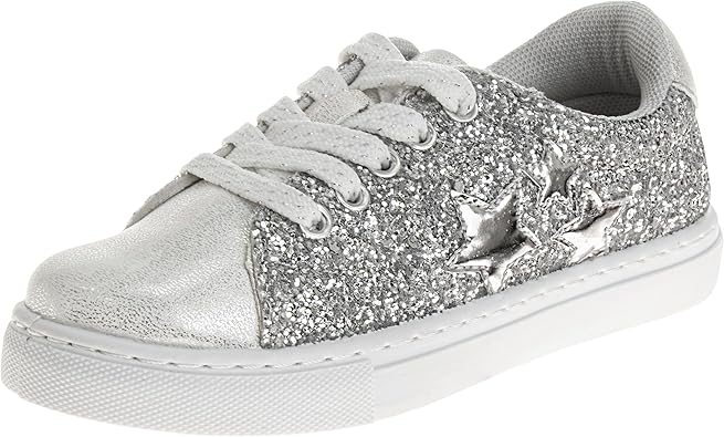 Zapatillas Kensie Girl con cordones antideslizantes - Zapatos casuales de moda de caña baja - Todo blanco (talla 11 para niñas pequeñas)