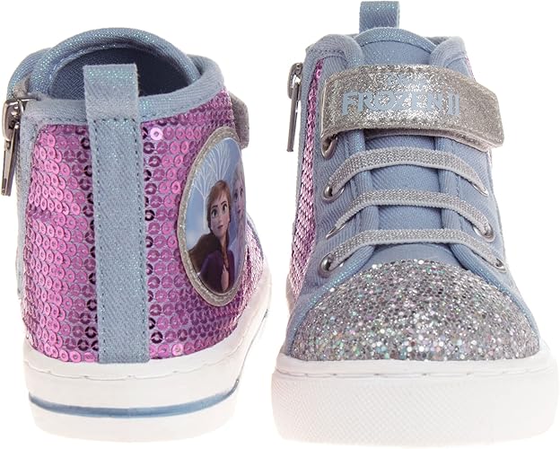 Zapatillas de lona informales Frozen - Zapatillas sin cordones con personajes de Anna y Elsa para niñas (tallas para niñas pequeñas)