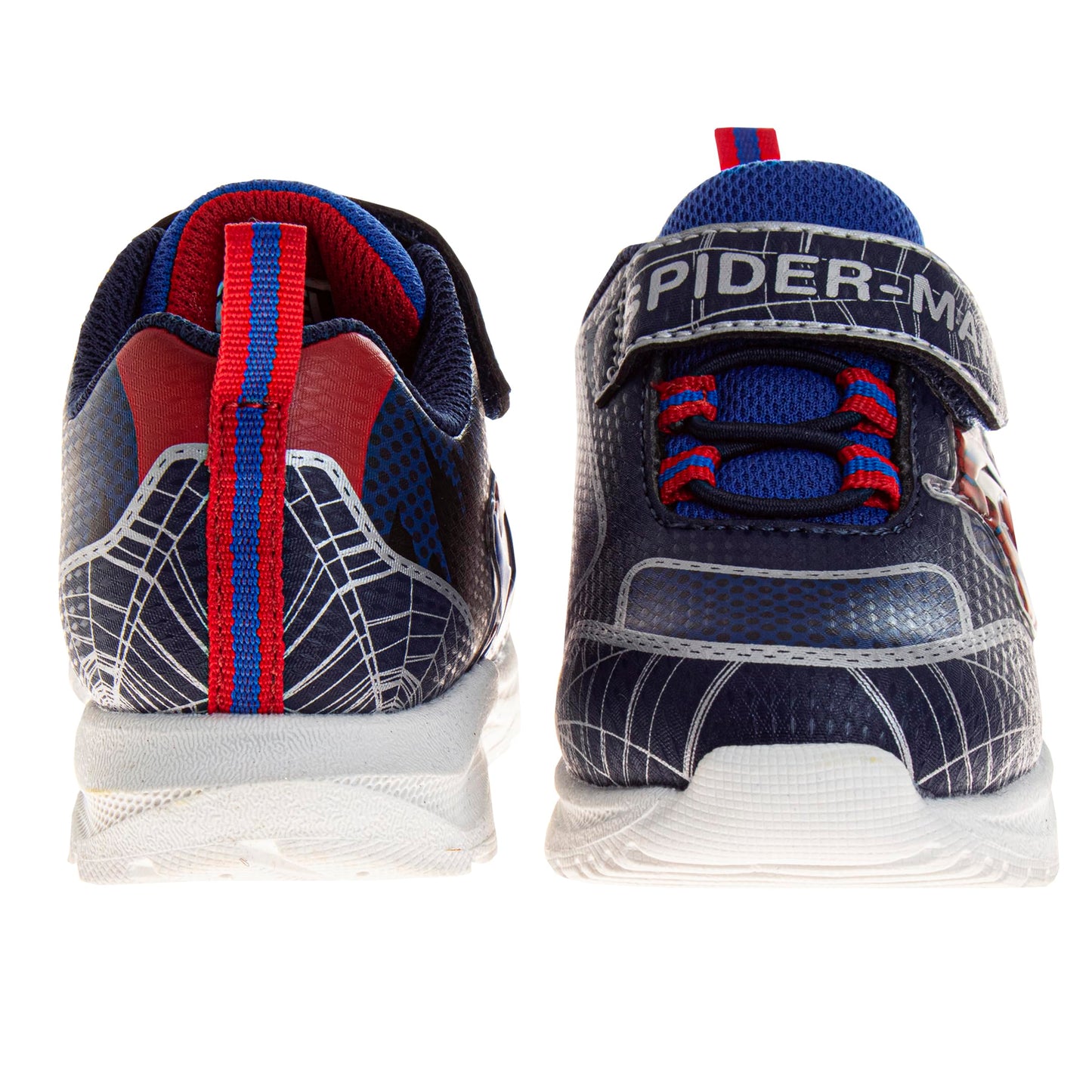 Zapatillas de deporte sin cordones de Spider Man de Marvel para niños - Zapatillas de deporte casuales con cierre de correa fácil de poner y quitar de Spiderman - Azul rojo (talla para niños pequeños)