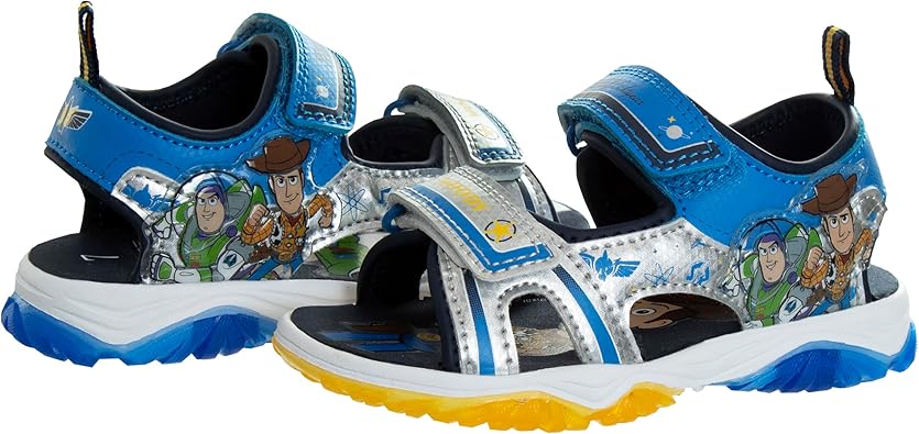 Sandalias de Toy Story con luz LED y correa ajustable con punta abierta - Sandalias para niños Sheriff Woody y Buzz Lightyear - Zapatos acuáticos (para niños pequeños y grandes)