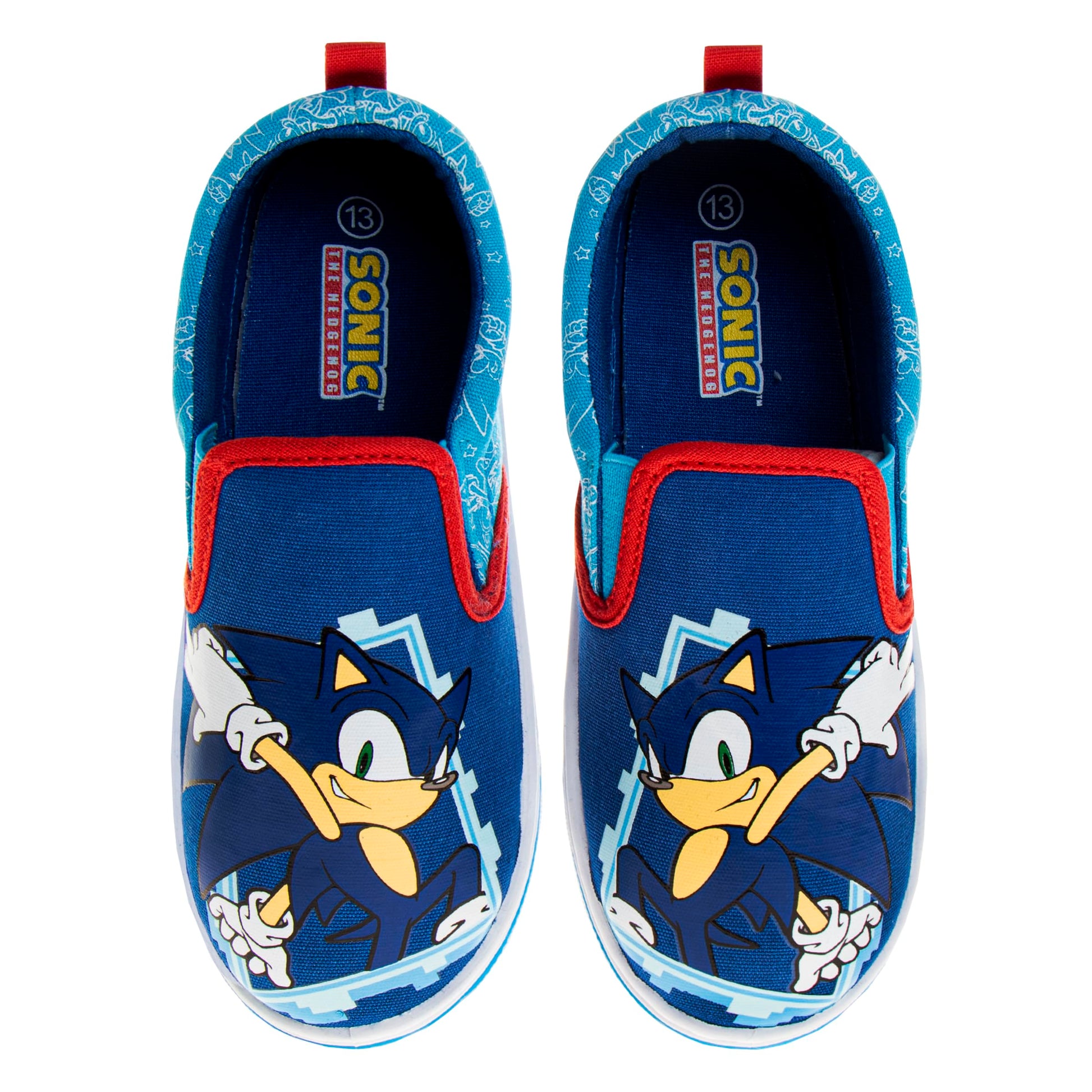 Zapatillas de lona informales sin cordones con personajes de Sonic para niños (niños pequeños y grandes)