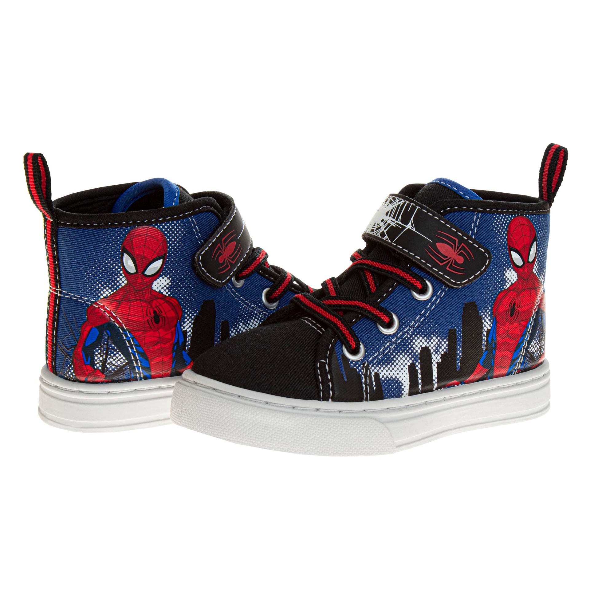 Josmo Boys Spider Man High Top Shoes - Spider-Man Tennis Sport Athletic Lightweight breathable Character Hi-Top Sneakers - Blue/Red (Toddler - Little Kids)