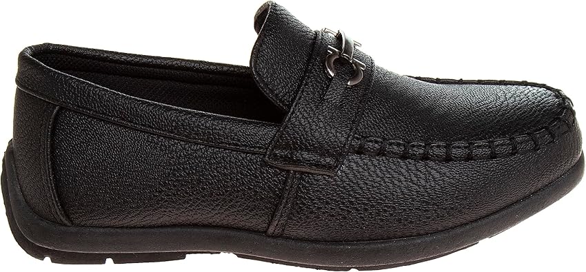 Zapatos para niños Josmo: mocasines casuales de cuero sintético para conducir (talla: 5T-5 para niños grandes), talla 5 para niños pequeños, color negro