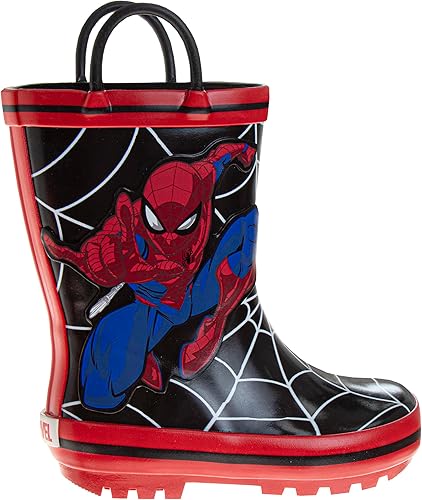 Botas de lluvia impermeables con tirador fácil de tirar para niños de Spiderman (para bebés y niños pequeños)