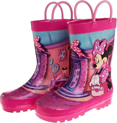 Botas de lluvia impermeables de Minnie Mouse con asa fácil de tirar (para niños pequeños)