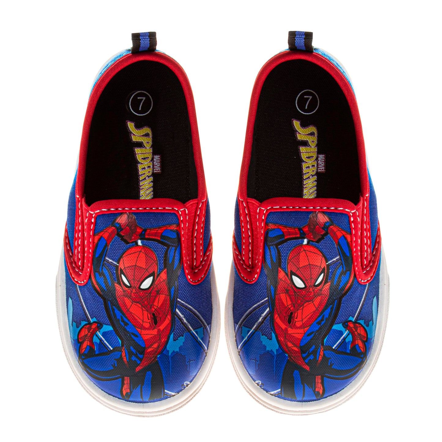 Zapatillas de lona para niños de corte bajo, informales, sin cordones y con personajes de Spiderman (para niños pequeños y pequeños)