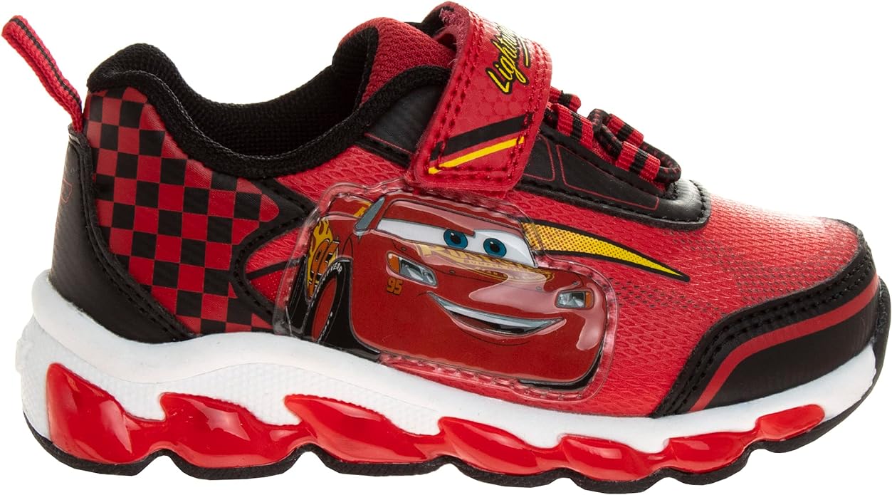 Zapatillas deportivas con luces LED de Disney Pixar Cars: zapatillas ligeras y transpirables de Lightning McQueen para niños (talla para niños pequeños)