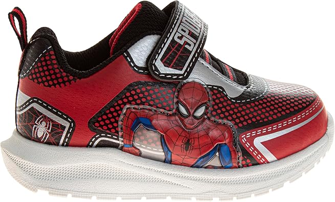 Zapatillas de deporte sin cordones de Spider Man de Marvel para niños - Zapatillas de deporte casuales con cierre de correa fácil de poner y quitar de Spiderman - Azul rojo (talla para niños pequeños)