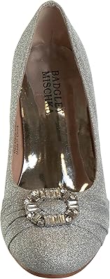 Badgley Mischka Closed Toe Heels for Kids Girls - Block Heel Dress Shoe Pumps with Crystal Frame (Sizes 13-6 Little Kid-Big Kid)