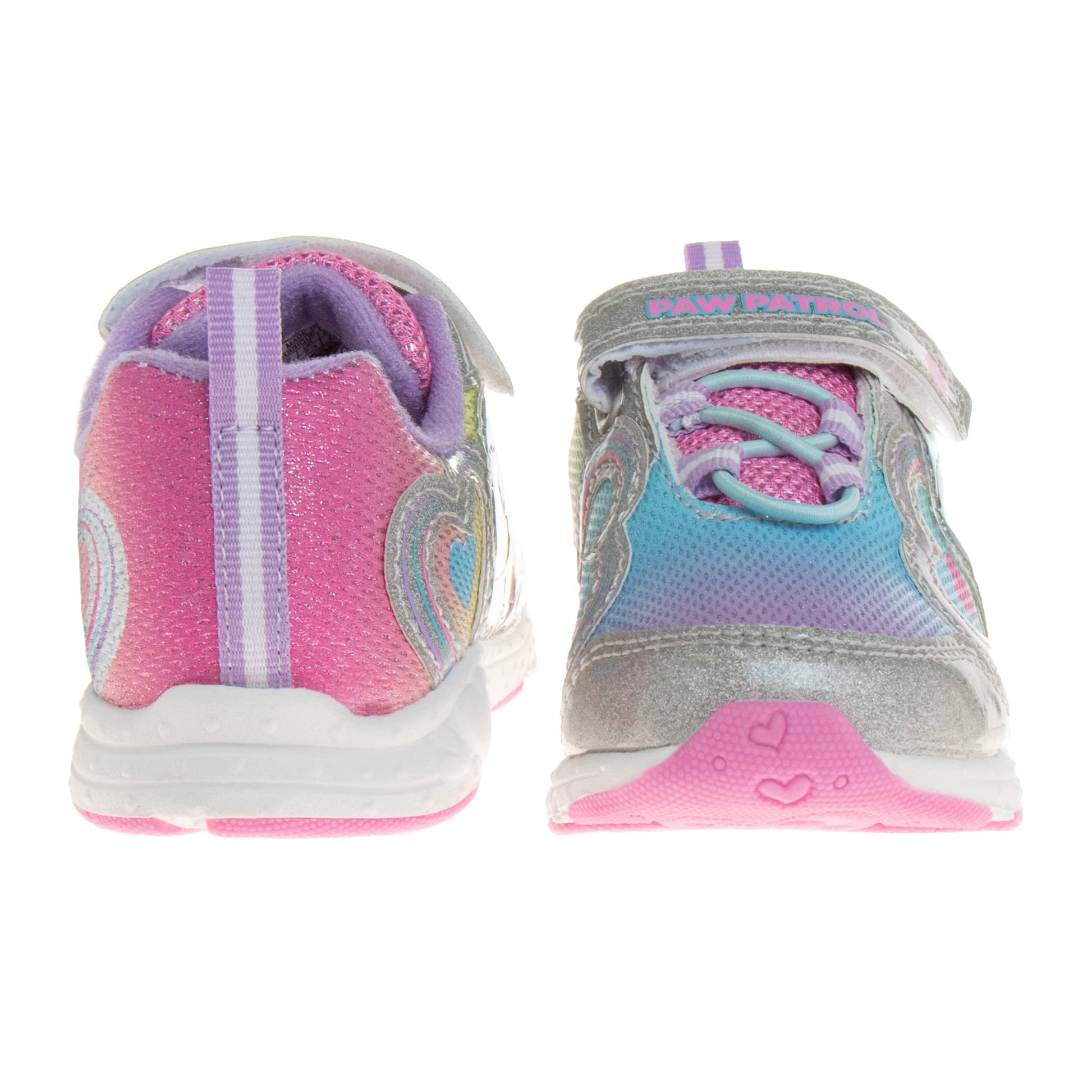 Zapatillas de deporte para niñas de Nickelodeon Paw Patrol: zapatillas deportivas ligeras y transpirables con luces LED para niños pequeños, Skye y Everest, sin cordones, para correr (para niños pequeños)