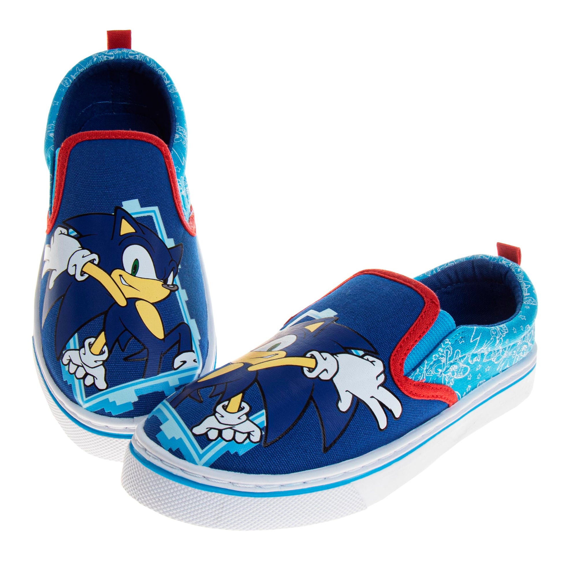 Zapatillas de lona informales sin cordones con personajes de Sonic para niños (niños pequeños y grandes)