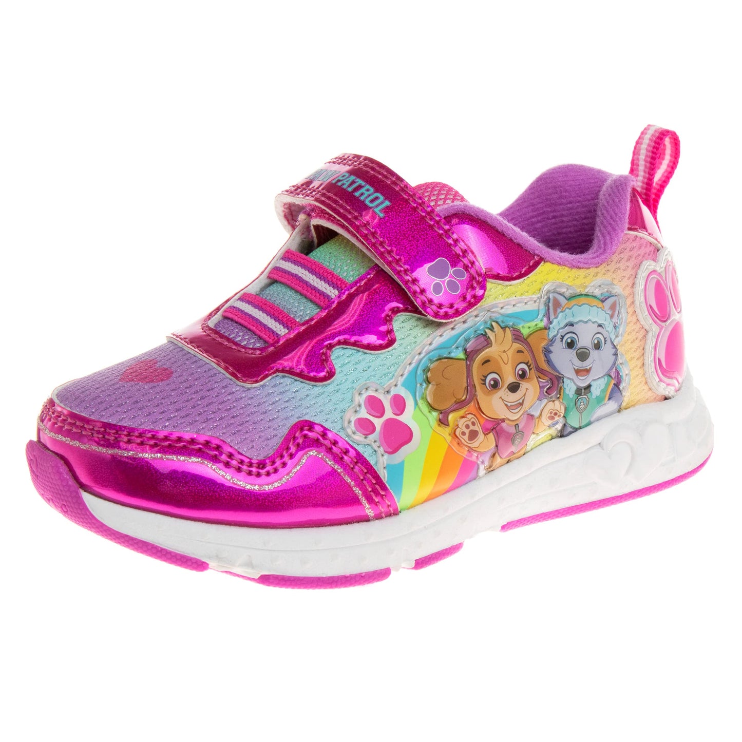 Zapatillas de deporte para niñas de Nickelodeon Paw Patrol: zapatillas deportivas ligeras y transpirables con luces LED para niños pequeños, Skye y Everest, sin cordones, para correr (para niños pequeños)