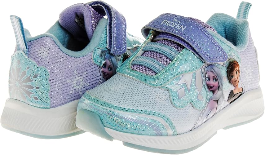 Disney Girls' Frozen Sneakers - Laceless Light-Up Running Shoes (Toddler/Little Girl)