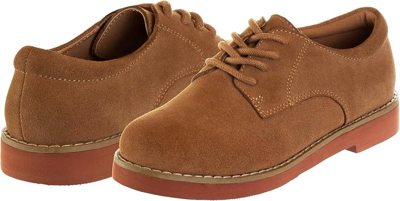 French Toast Girls Boys Dirty Buck Shoes - Kids Oxford School Uniform Loafer Saddle Church Dress Shoes Lace up Faux-Leather (Big Kid) (Dirty Buck) (size 1-7)