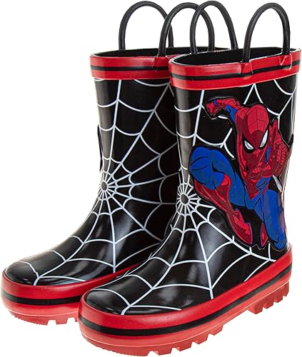 Botas de lluvia impermeables con tirador fácil de tirar para niños de Spiderman (para bebés y niños pequeños)