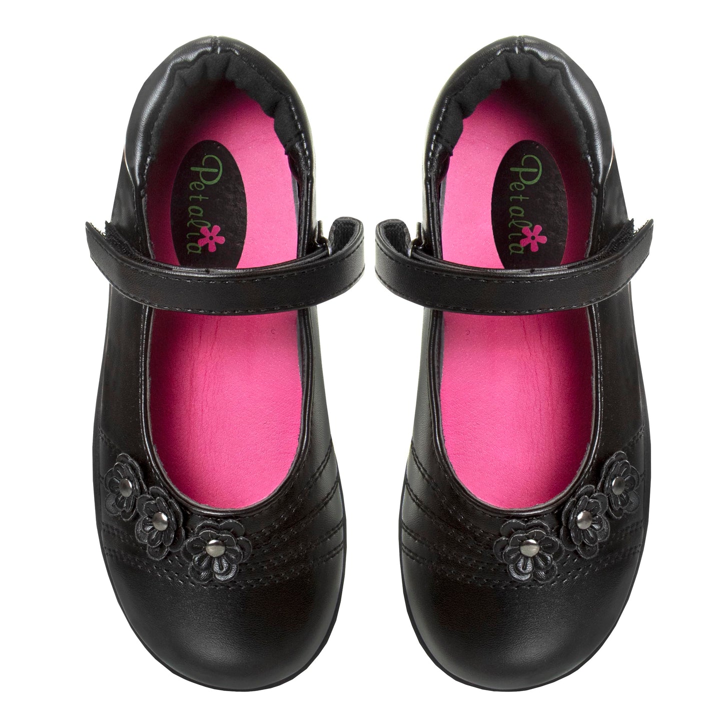 Zapatos de uniforme escolar Mary Jane bordados para niña de Petalia, color negro (talla 5 para niñas pequeñas)