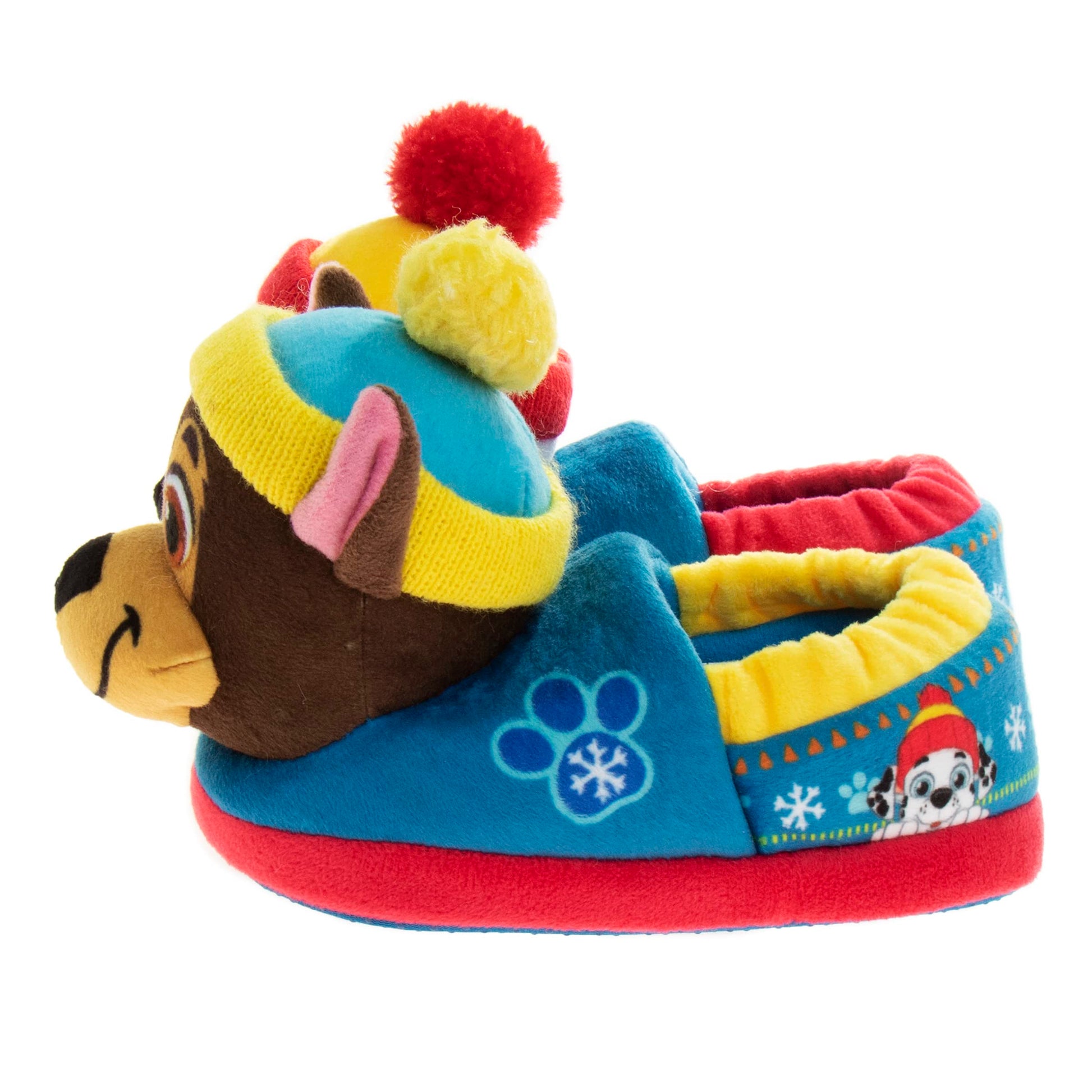 Pantuflas de Paw Patrol de Nickelodeon - Zapatillas de casa para niños Chase y Marshall - Pantuflas de casa suaves, cálidas y afelpadas para interiores - Orejas 3D azules (para niños pequeños)