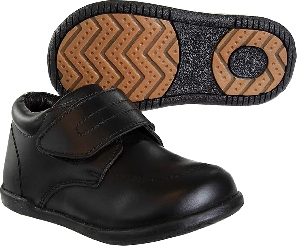 Josmo Smart Step - Zapatos para caminar para bebés, primeros pasos, botas de vestir de cuero, suela antideslizante, caña alta, color negro (talla 3 para bebés)