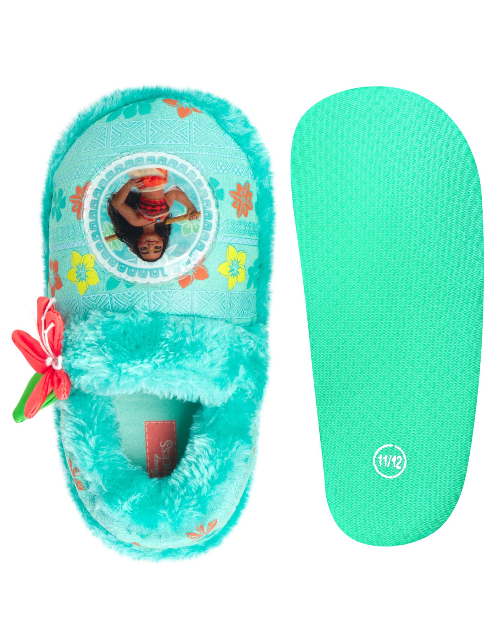 Disney Girls' Moana Slippers - Princess Moana Plush Fuzzy Slippers (Toddler - Little Kid)