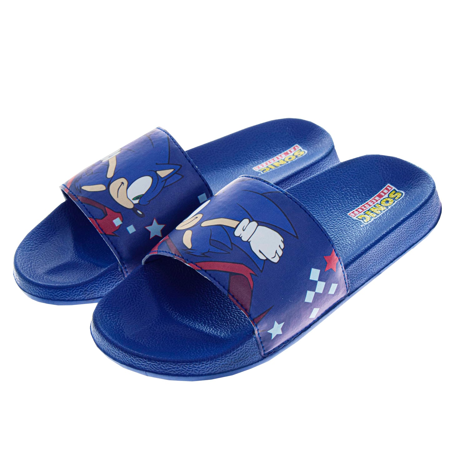 Josmo Sonic the Hedgehog Slides - kids boys Summer water pool shoes Beach Open Toe Outdoor Slip-on Character Sandals (sizes 11-5 Little Kid/Big Kid)