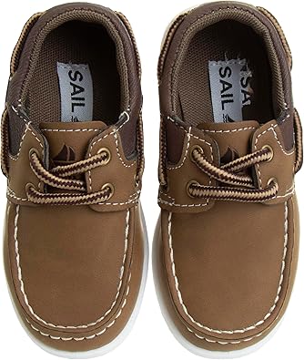 Zapatos náuticos para niños Josmo: mocasines náuticos informales de vestir para niños pequeños, color marrón (6 para niños pequeños)