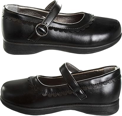 Zapatos Mary Jane para niñas de French Toast, planos, para uniforme escolar, con tirantes, para vestir formales, sin cordones, color negro (talla 5 para niños pequeños)