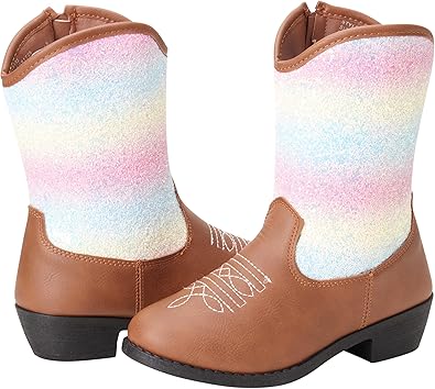 Botas KENSIE GIRL - Botas vaqueras occidentales para niñas (bebé/niña), talla 6 para niñas pequeñas, tachas negras