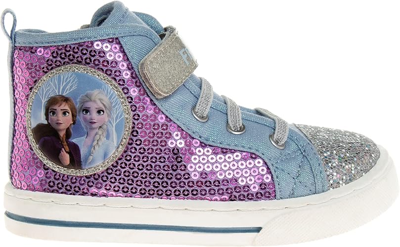 Zapatillas de lona informales Frozen - Zapatillas sin cordones con personajes de Anna y Elsa para niñas (tallas para niñas pequeñas)