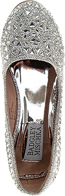 Badgley Mischka Closed Toe Heels for Kids Girls - Block Heel Dress Shoe Pumps with Crystal Frame (Sizes 13-6 Little Kid-Big Kid)