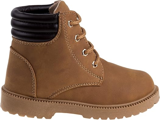 Rugged Bear Kids Hiking Outdoor Waterproof Lace-up Comfort Urban Styled Boots - Black/Tan/Pink (Toddler/Little Kid/Big Kid)