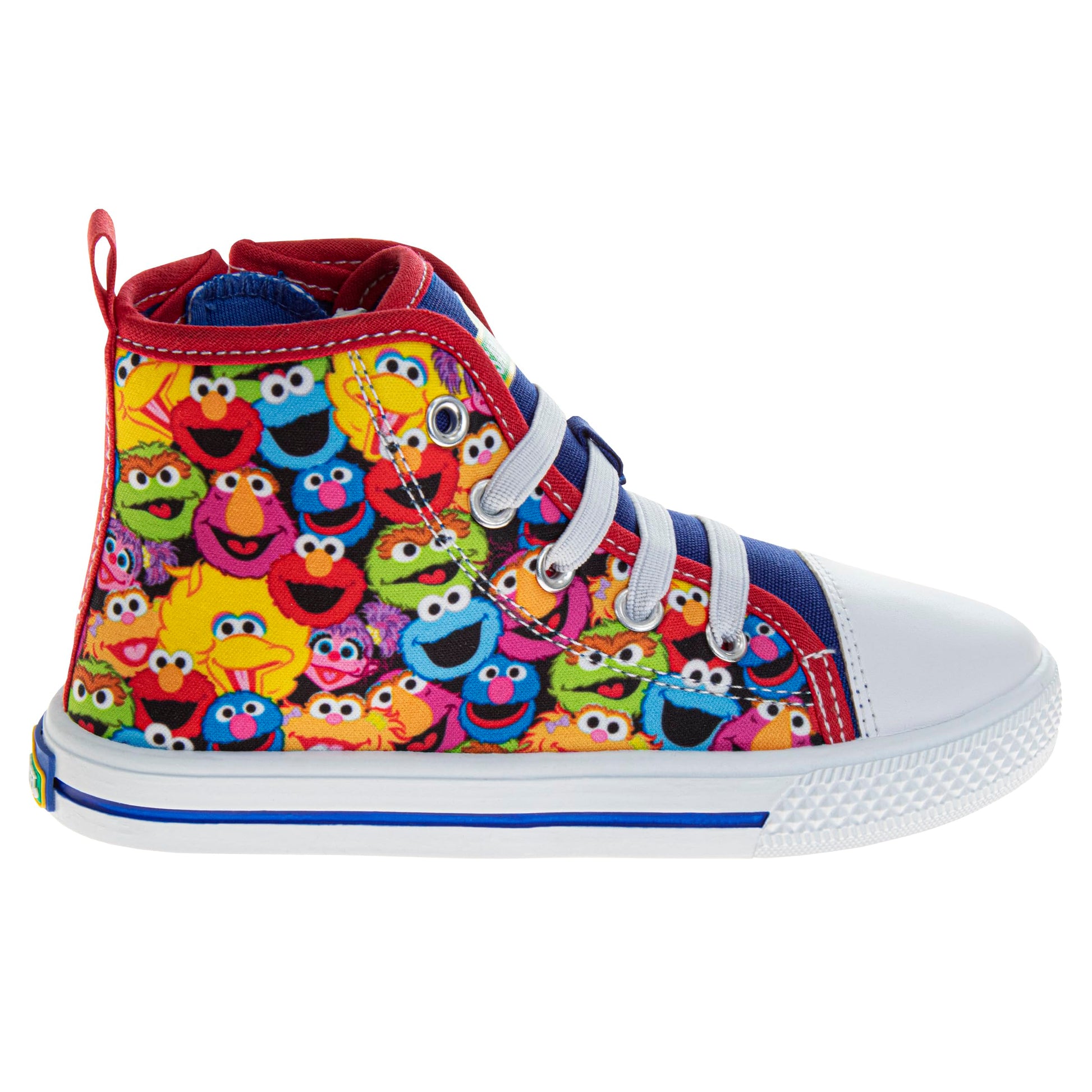 Sesame Street Shoes Lace Up - Elmo Big Bird Cookie Monster Grover Oscar Telly Zoe Abby Kids High Top Sneaker - Multi Color (Toddler - Little Kids)