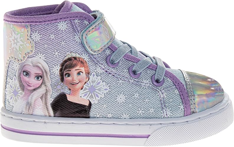 Zapatillas de lona informales Frozen - Zapatillas sin cordones con personajes de Anna y Elsa para niñas (tallas para niñas pequeñas)