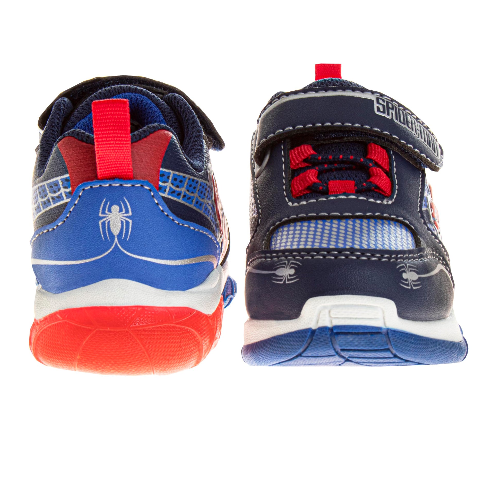 Zapatillas de deporte sin cordones de Spider Man de Marvel para niños - Zapatillas de deporte casuales con cierre de correa fácil de poner y quitar de Spiderman - Azul rojo (talla para niños pequeños)