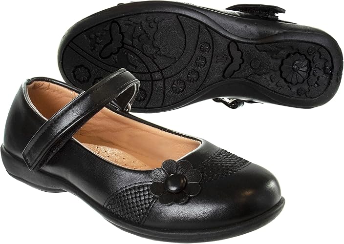 Zapatos Mary Jane para niñas de Josmo, uniforme escolar, bailarinas, sin cordones, color negro (talla 5 para niñas pequeñas)