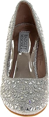 Badgley Mischka Closed Toe Heels for Kids Girls - Block Heel Dress Shoe Pumps with Crystal Frame (Sizes 13-6 Little Kid-Big Kid)