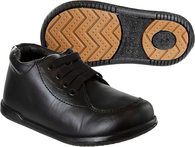 Josmo Smart Step - Zapatos para caminar para bebés, primeros pasos, botas de vestir de cuero, suela antideslizante, caña alta, color negro (talla 3 para bebés)