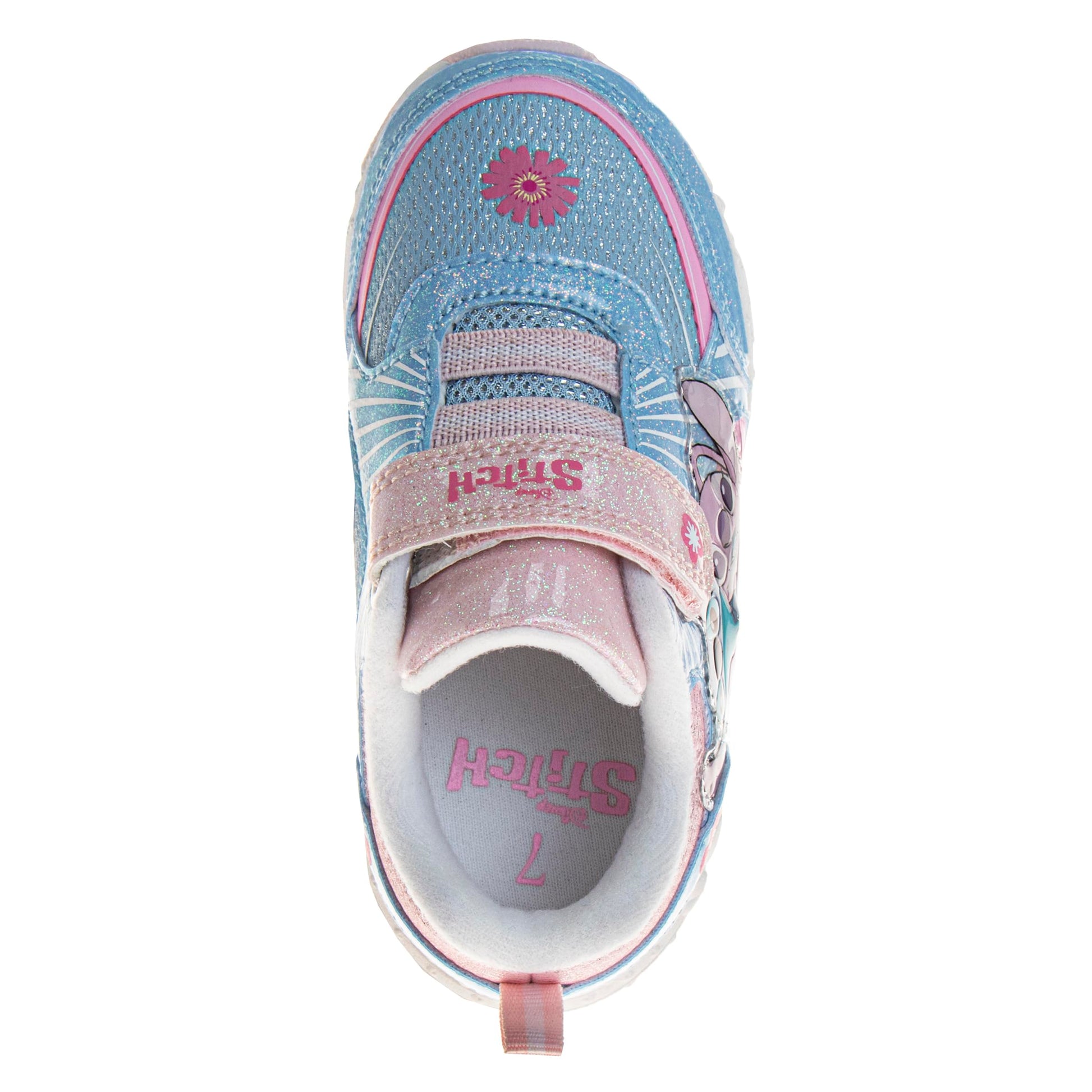 Zapatillas de tenis para niños con luces LED de Lilo &amp; Stitch de Disney, sin cordones, ligeras y transpirables, color rosa, azul y multicolor (talla para bebés y niños pequeños)