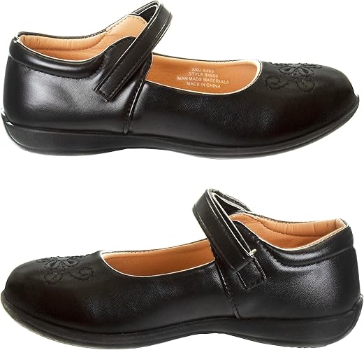 Zapatos Mary Jane para niñas de Josmo, uniforme escolar, bailarinas, sin cordones, color negro (talla 5 para niñas pequeñas)