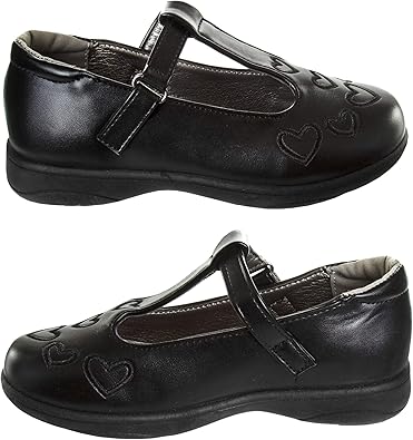 Zapatos Mary Jane para niñas de French Toast, planos, para uniforme escolar, con tirantes, para vestir formales, sin cordones, color negro (talla 5 para niños pequeños)