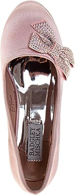 Badgley Mischka Closed Toe Heels for Kids Girls - Block Heel Dress Shoe Pumps with Crystal Frame (Sizes 13-6 Little Kid-Big Kid)