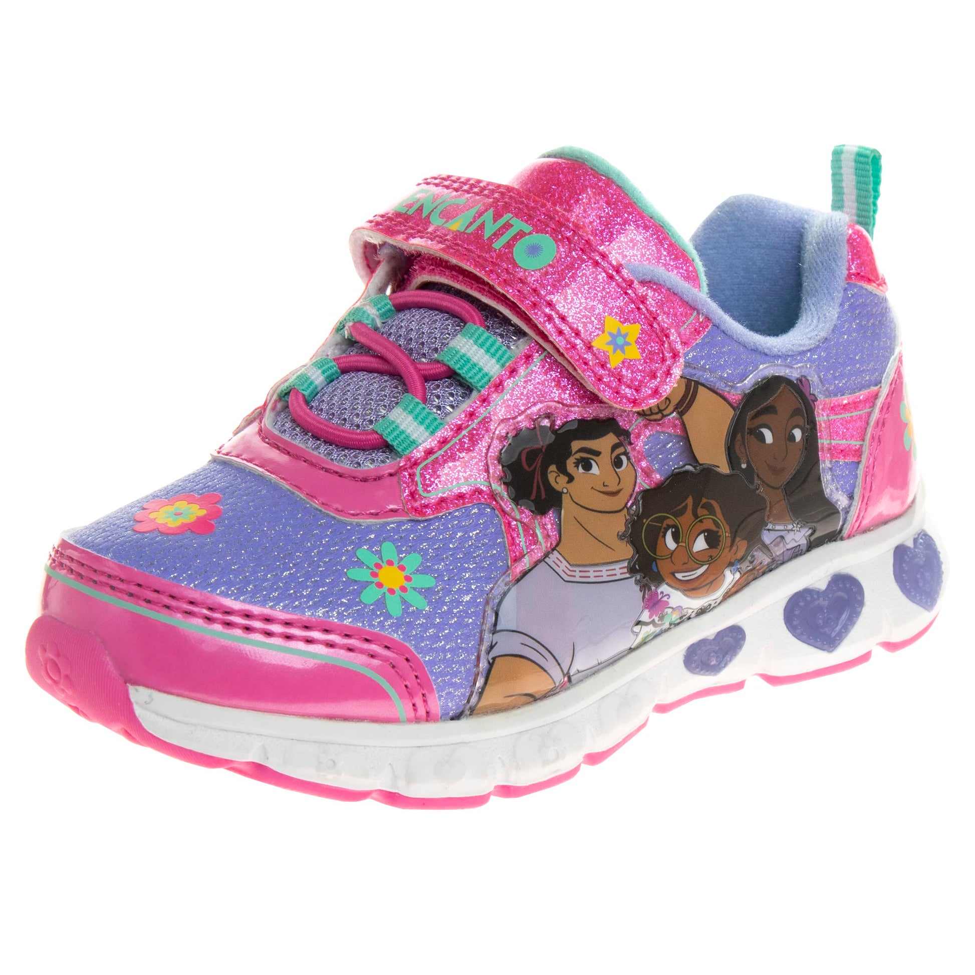 Zapatillas con luces Encanto de Disney para niñas - Zapatillas sin cordones con luces LED Mirabel - (talla para niñas pequeñas)