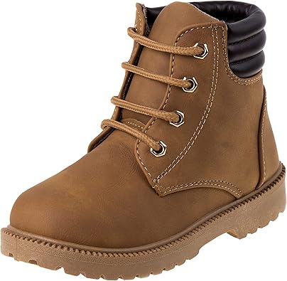 Botas de senderismo para niños Rugged Bear, impermeables, con cordones, cómodas, de estilo urbano, color negro (talla 5 para niños pequeños)