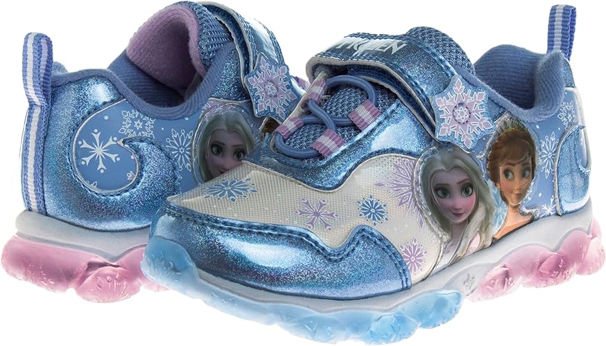 Disney Girls' Frozen Sneakers - Laceless Light-Up Running Shoes (Toddler/Little Girl)