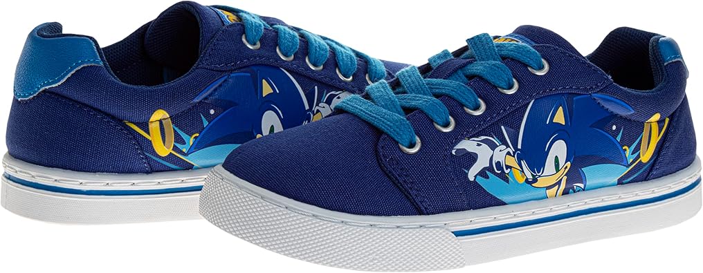 Zapatillas de lona de caña baja de Sonic, informales, sin cordones, de Sonic The Hedgehog, para niños (niños pequeños y grandes)