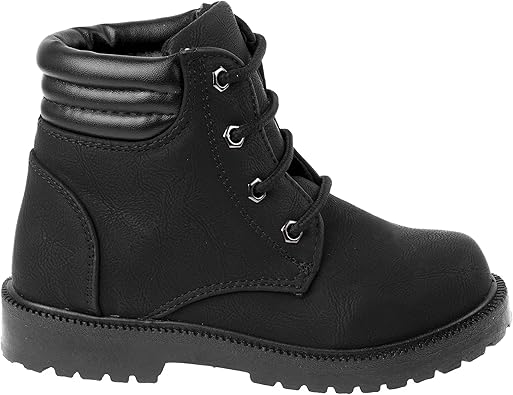 Botas de senderismo para niños Rugged Bear, impermeables, con cordones, cómodas, de estilo urbano, color negro (talla 5 para niños pequeños)