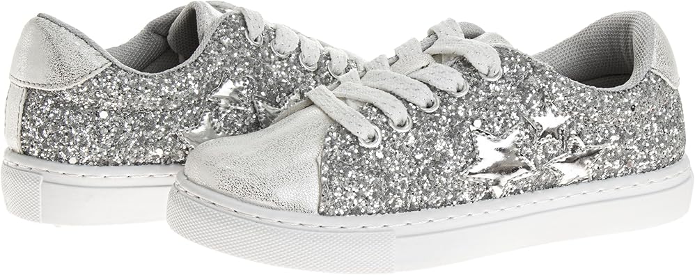 Zapatillas Kensie Girl con cordones antideslizantes - Zapatos casuales de moda de caña baja - Todo blanco (talla 11 para niñas pequeñas)