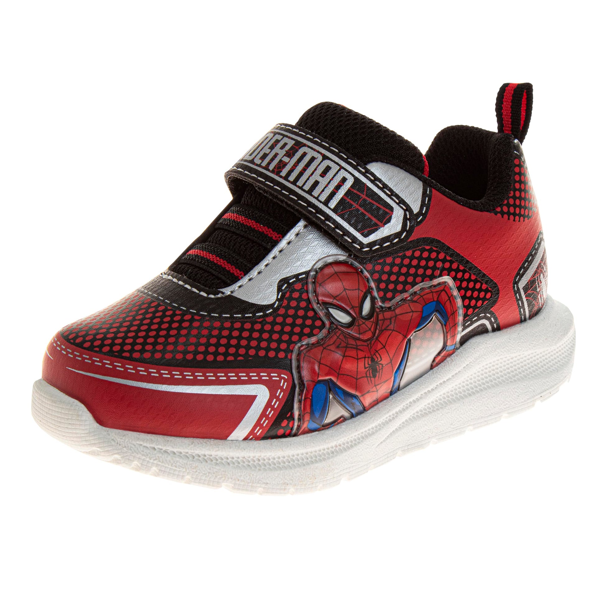 Zapatillas de deporte sin cordones de Spider Man de Marvel para niños - Zapatillas de deporte casuales con cierre de correa fácil de poner y quitar de Spiderman - Azul rojo (talla para niños pequeños)