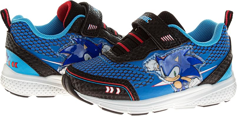 Josmo Kids Sonic The Hedgehog Zapatillas - Personajes Slip On Sin Cordones Casual Moda Tenis Niños - Azul Negro (Talla Bebé - Niños Pequeños)