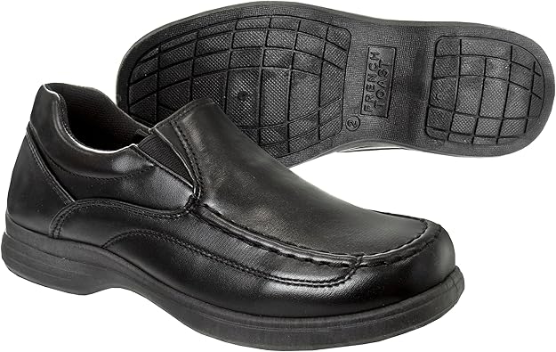 French Toast Boys Shoes - Kids Oxford School Uniform Loafer Church Dress Shoes Slip-On Faux-Leather (Little Kid-Big Kid) (Black)